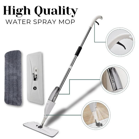 Water Spray Mop – 360° Rotating Microfiber Floor Cleaning Mop with Refillable 360ml Bottle & Washable Pads