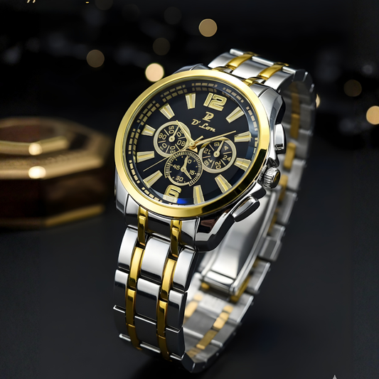 Noble Time Men’s Stainless Steel Analog Watch with Chronograph-Style Dial