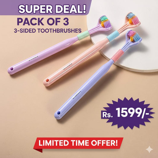 Pack of 3 Three-Sided Toothbrushes – Super Deal Only Rs.1599