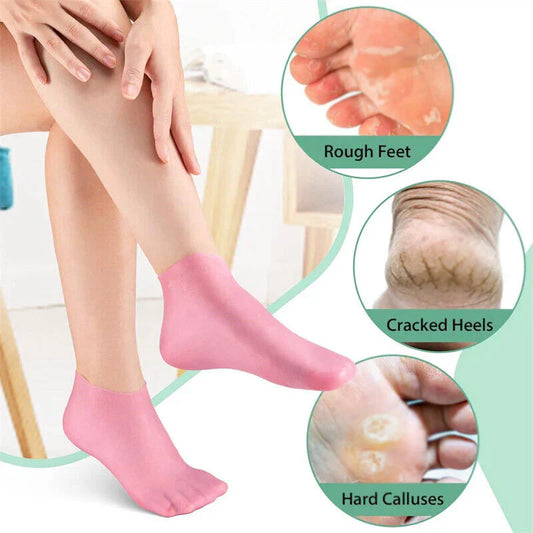 Silicone Socks for Women & Men | Full Foot Gel Heel Socks | Moisturizing Foot Protector for Heel Pain