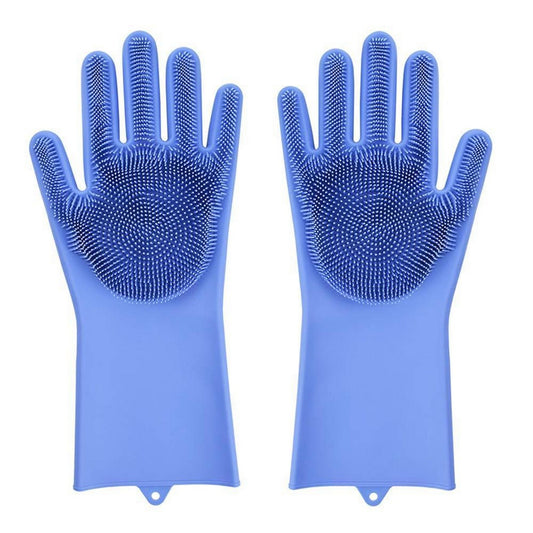 Dishwashing Gloves with Scrubber – Reusable Silicone Cleaning Gloves