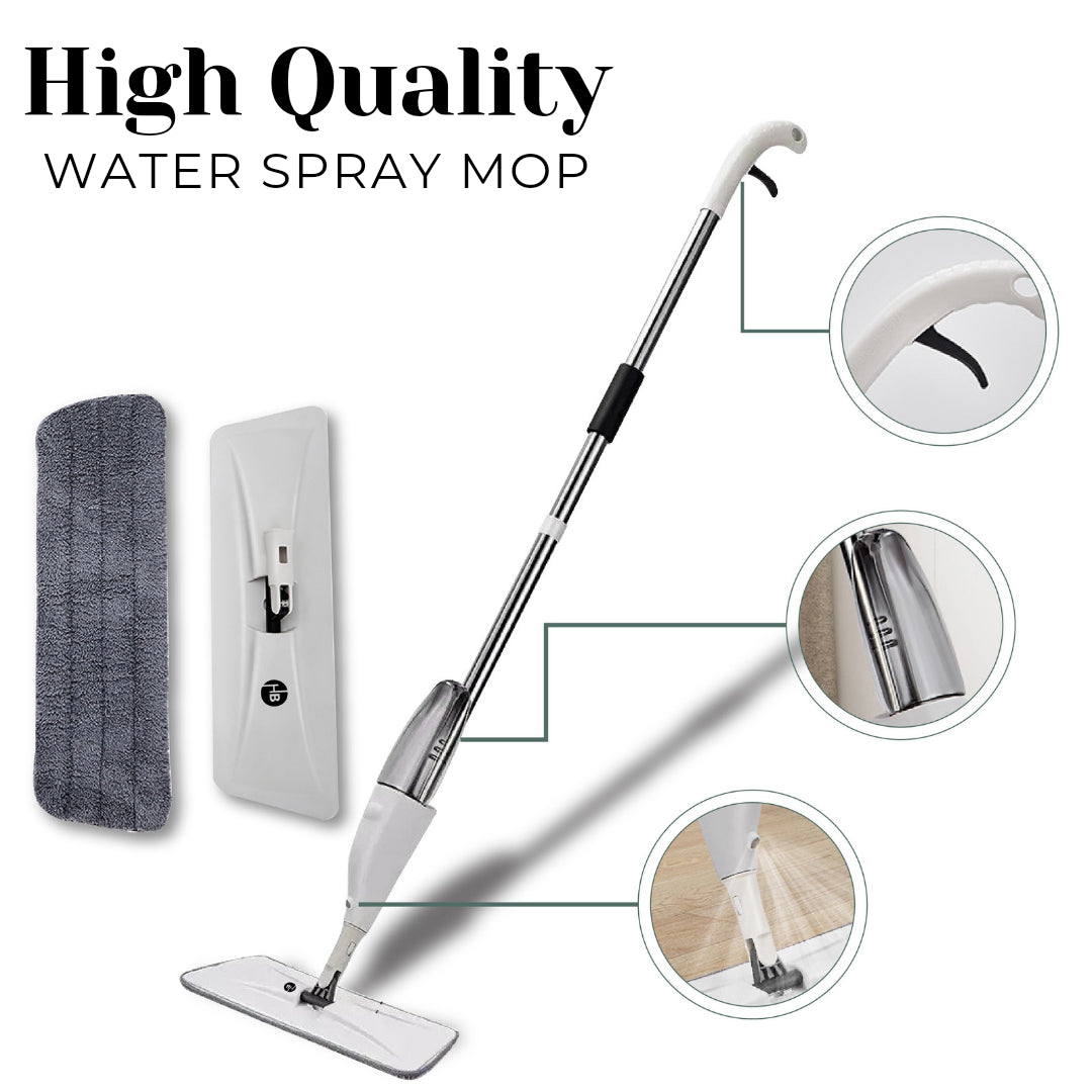 Water Spray Mop – 360° Rotating Microfiber Floor Cleaning Mop with Refillable 360ml Bottle & Washable Pads