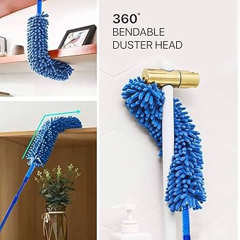 Extendable Microfiber Feather Duster – 30–100 in Telescoping Pole with Bendable Head