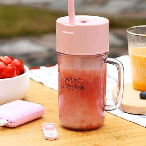 Portable Juicer Blender Bottle – 500ML, 6 Blades, Rechargeable Smoothie Maker