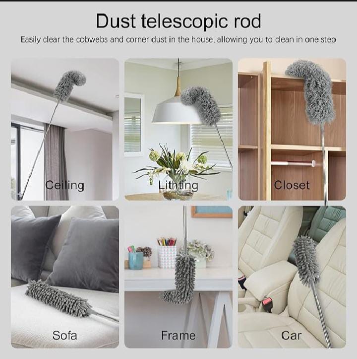 Microfiber Duster with Extension Pole – High Reach Ceiling Fan & Wall Cleaner