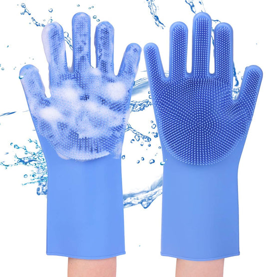 Multipurpose Silicone Dishwashing Gloves – Heat Resistant Scrubbing Gloves with Bristles
